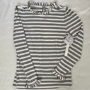 Caslon White & Black Striped Ruffle Blouse | Size S